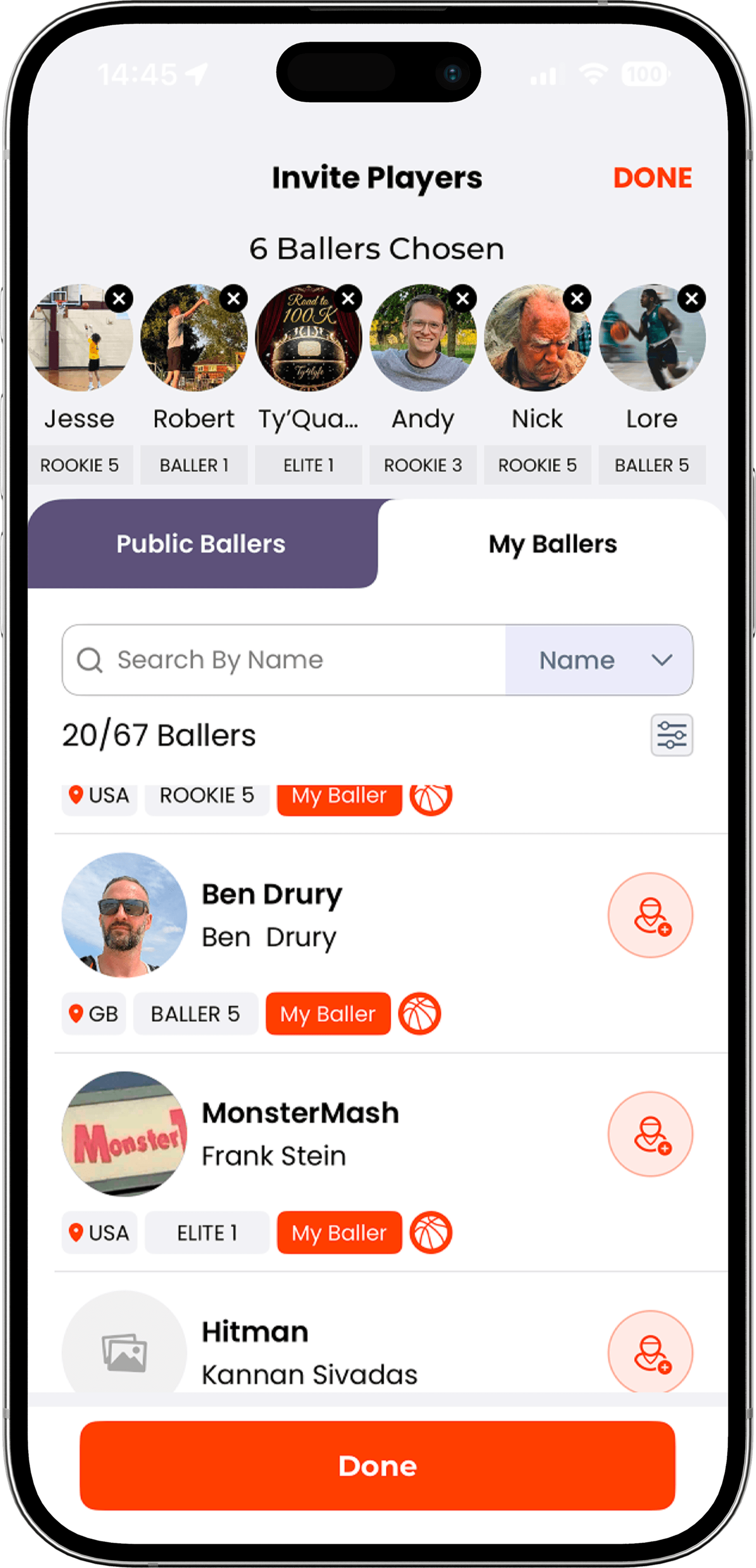 WOOOBA invite players screen